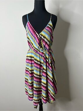 Charlie Jade Multi-Color Chevron Wrap Sundress - Women Size:XS